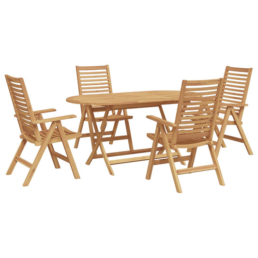 Set da Pranzo per Giardino 5 pcs Marrone Legno di teak solido