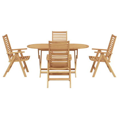 Set da Pranzo per Giardino 5 pcs Marrone Legno di teak solido