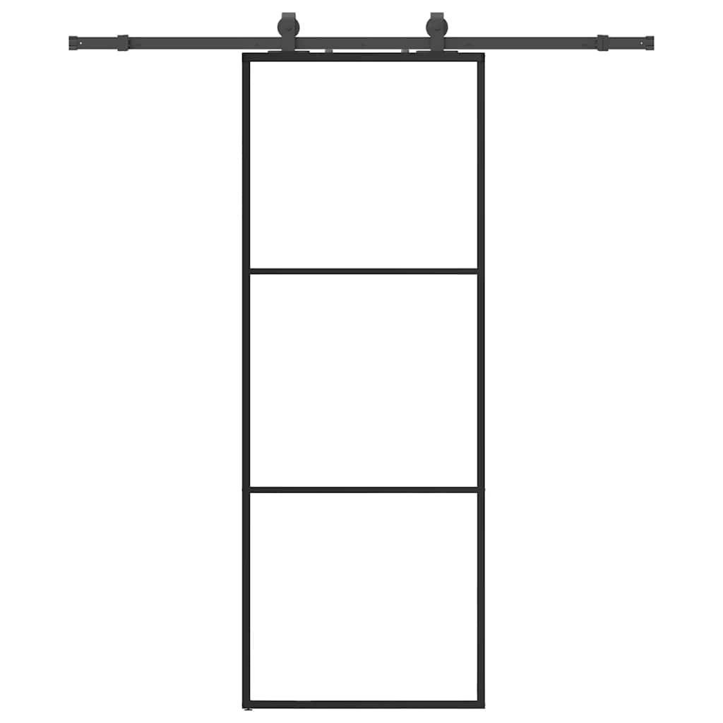 Porta Scorrevole con Ferramenta Nera 76x205 cm in Vetro ESG