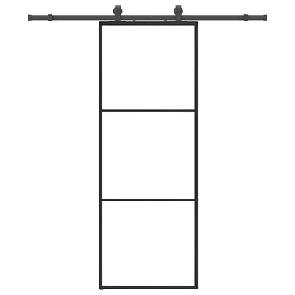 Porta Scorrevole con Ferramenta Nera 76x205 cm in Vetro ESG