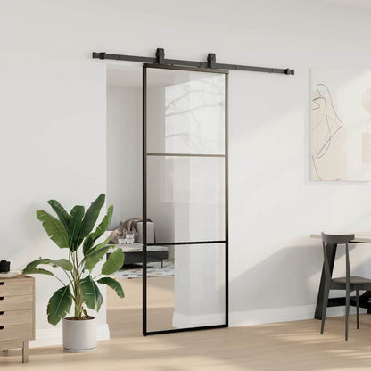 Porta Scorrevole con Ferramenta Nera 76x205 cm in Vetro ESG | homemem39