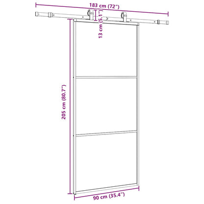Porta Scorrevole con Ferramenta Nera 90x205 cm in Vetro ESG | homemem39