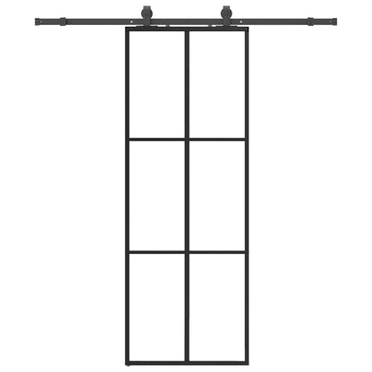 Porta Scorrevole con Ferramenta Nera 76x205 cm in Vetro ESG | homemem39