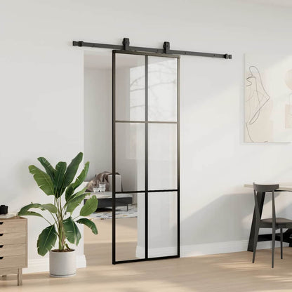 Porta Scorrevole con Ferramenta Nera 76x205 cm in Vetro ESG | homemem39