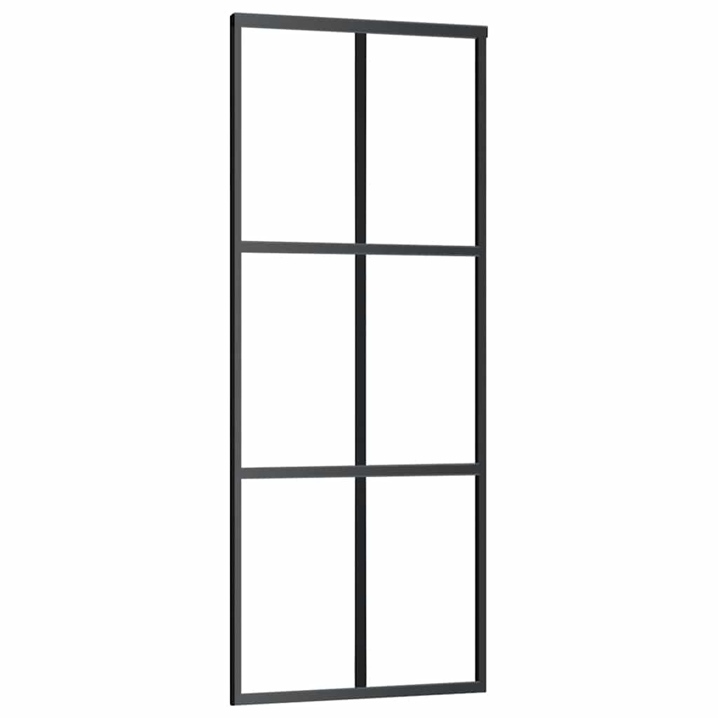 Porta Scorrevole con Ferramenta Nera 76x205 cm in Vetro ESG | homemem39