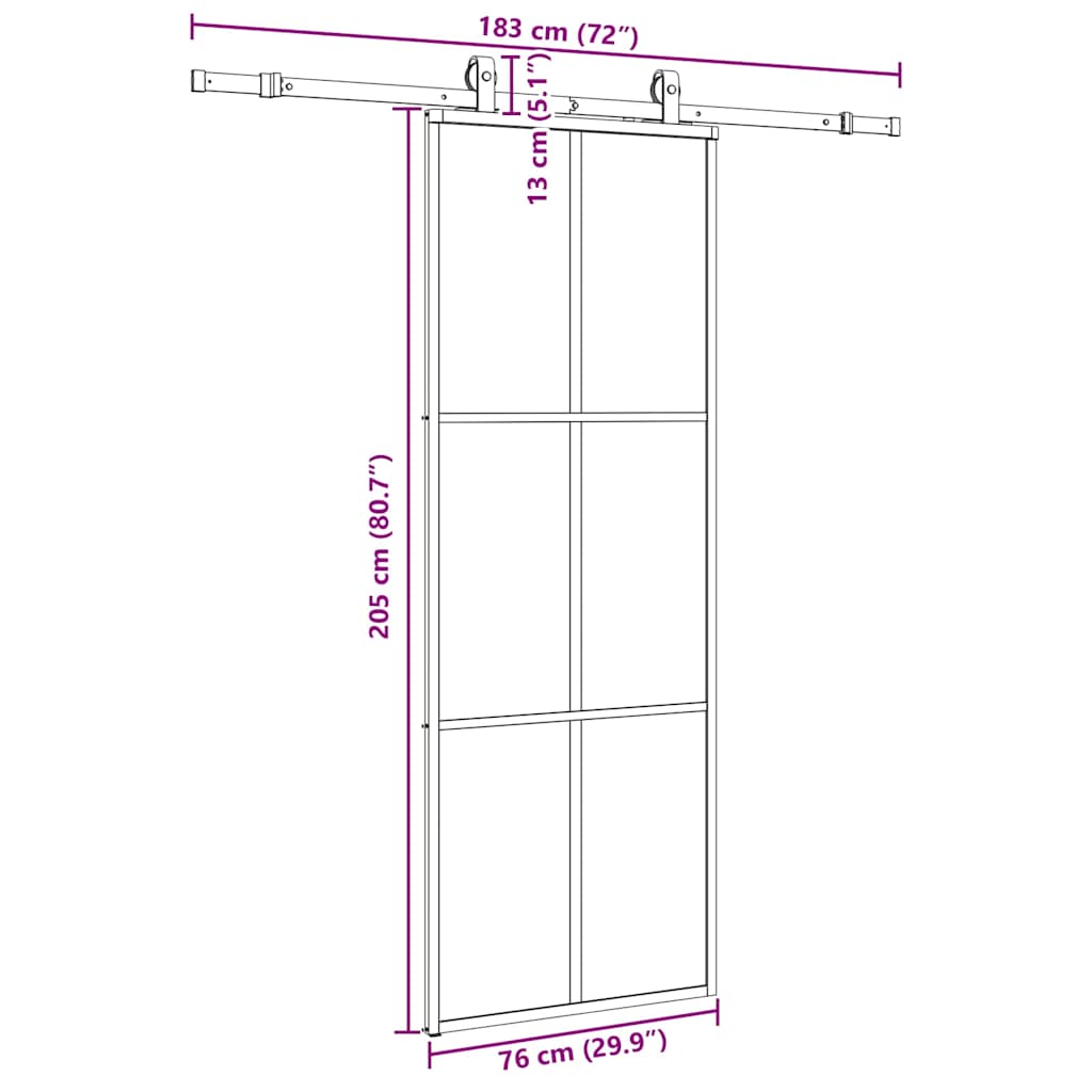 Porta Scorrevole con Ferramenta Nera 76x205 cm in Vetro ESG | homemem39