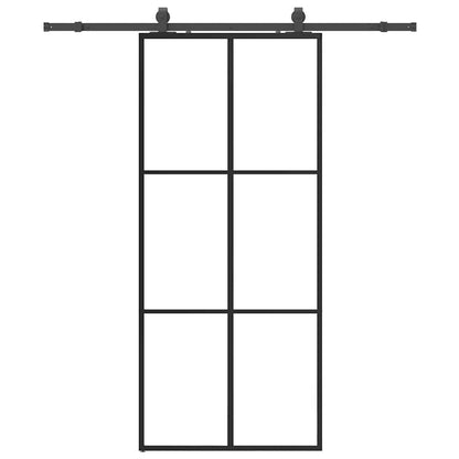 Porta Scorrevole con Ferramenta Nera 90x205 cm in Vetro ESG | homemem39