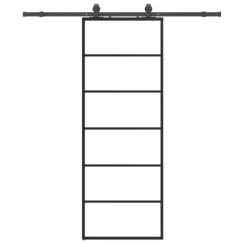 Porta Scorrevole con Ferramenta Nera 76x205 cm in Vetro ESG | homemem39
