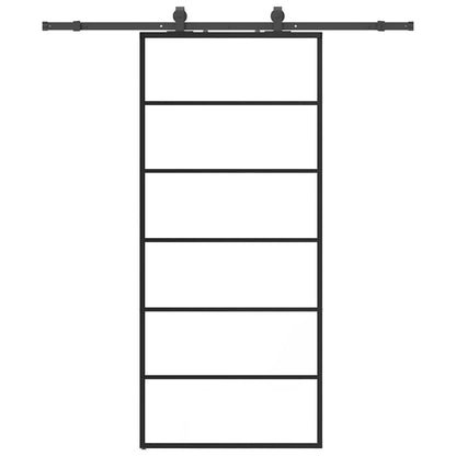 Porta Scorrevole con Ferramenta Nera 90x205 cm in Vetro ESG | homemem39