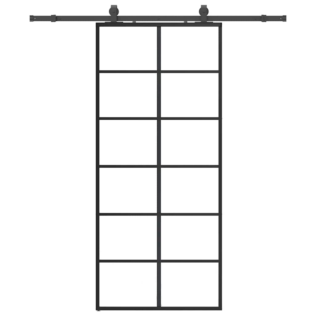 Porta Scorrevole con Ferramenta Nera 90x205 cm in Vetro ESG | homemem39