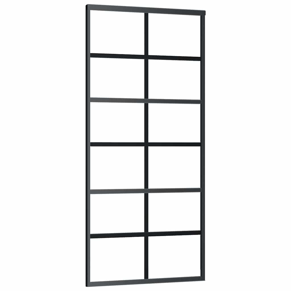 Porta Scorrevole con Ferramenta Nera 90x205 cm in Vetro ESG | homemem39