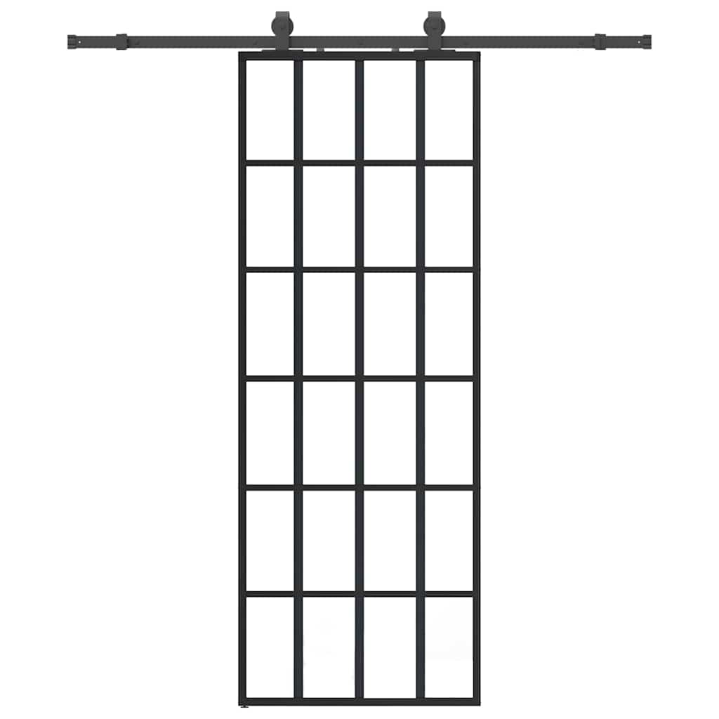 Porta Scorrevole con Ferramenta Nera 76x205 cm in Vetro ESG | homemem39