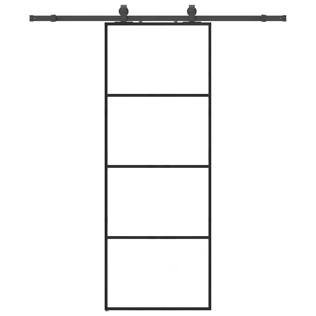 Porta Scorrevole con Ferramenta Nera 76x205 cm in Vetro ESG | homemem39