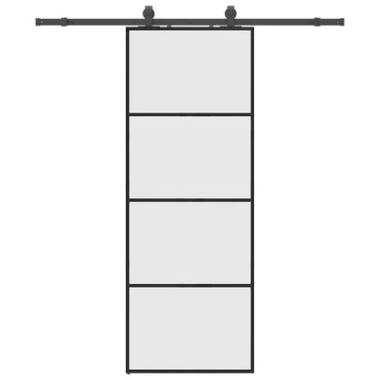 Porta Scorrevole con Ferramenta Nera 76x205 cm in Vetro ESG | homemem39