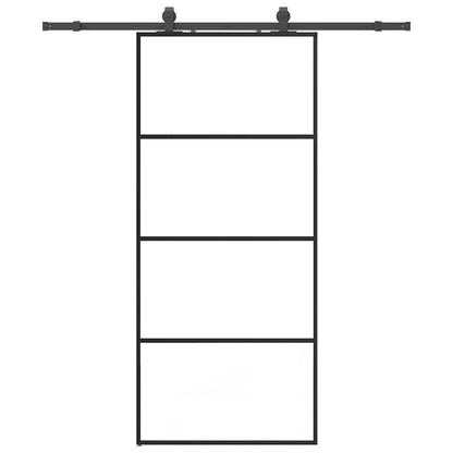 Porta Scorrevole con Ferramenta Nera 90x205 cm in Vetro ESG | homemem39