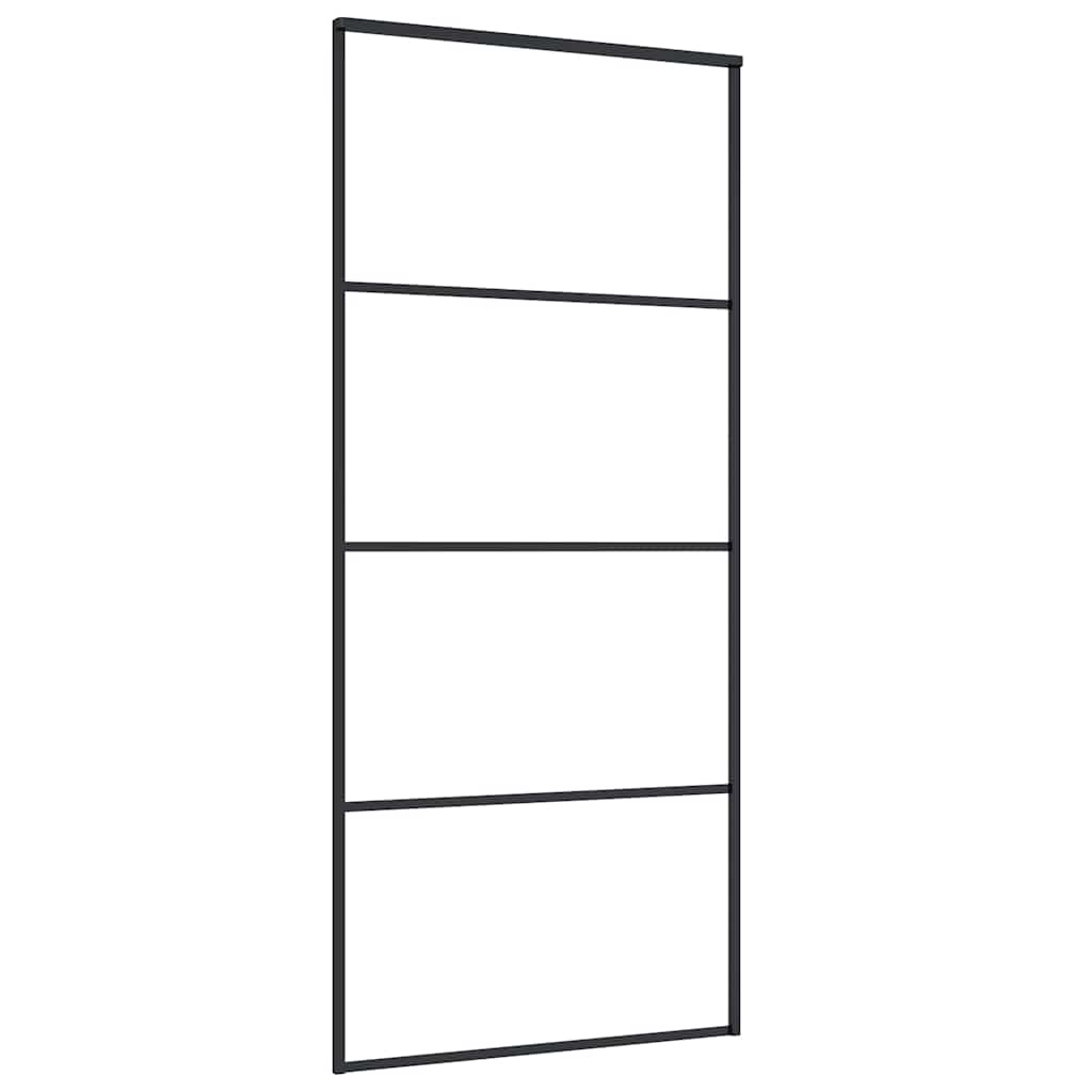 Porta Scorrevole con Ferramenta Nera 90x205 cm in Vetro ESG | homemem39