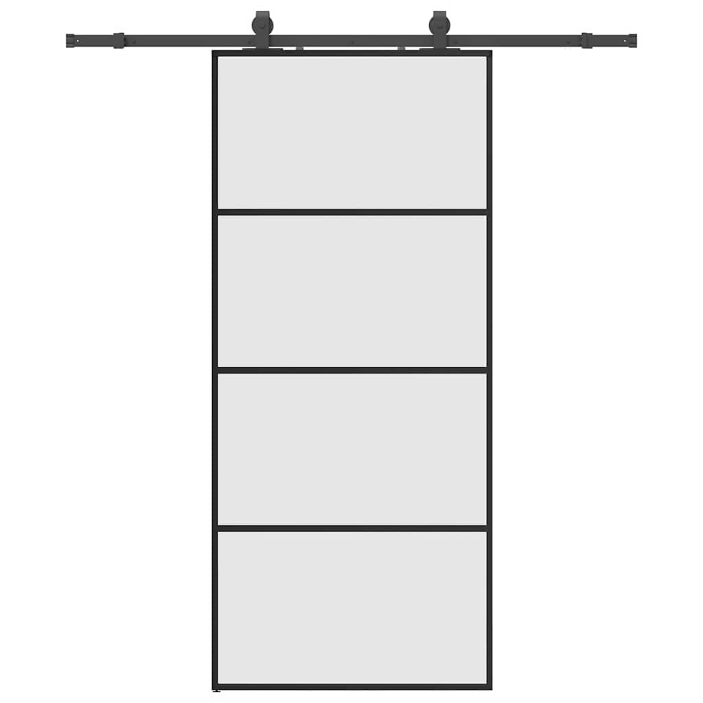 Porta Scorrevole con Ferramenta Nera 90x205 cm in Vetro ESG | homemem39