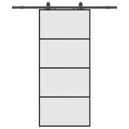 Porta Scorrevole con Ferramenta Nera 90x205 cm in Vetro ESG | homemem39