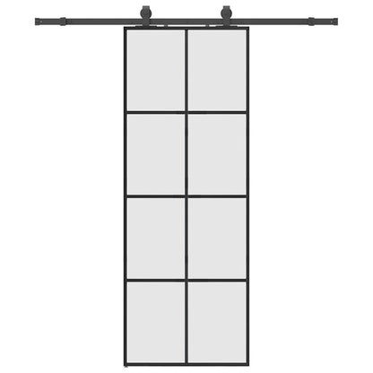 Porta Scorrevole con Ferramenta Nera 76x205 cm in Vetro ESG | homemem39
