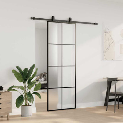 Porta Scorrevole con Ferramenta Nera 76x205 cm in Vetro ESG | homemem39