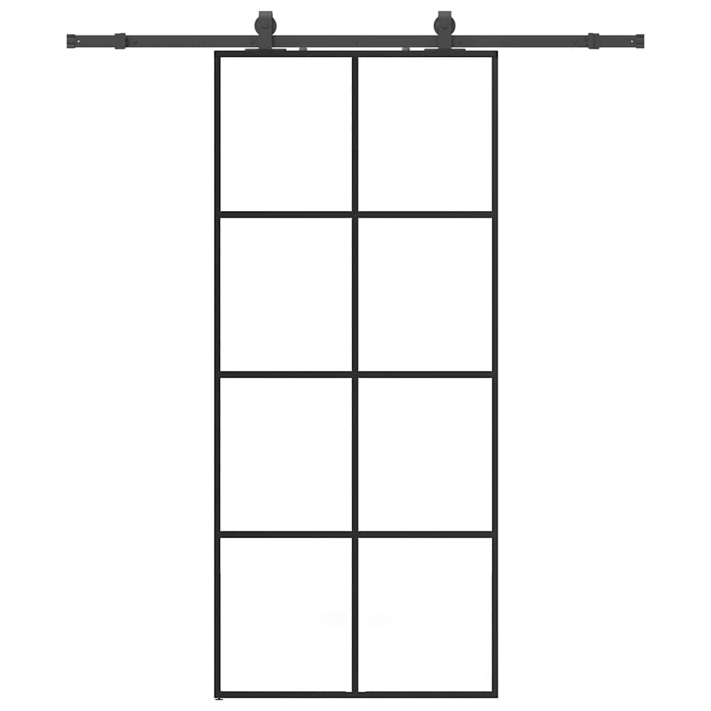 Porta Scorrevole con Ferramenta Nera 90x205 cm in Vetro ESG | homemem39