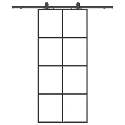 Porta Scorrevole con Ferramenta Nera 90x205 cm in Vetro ESG | homemem39