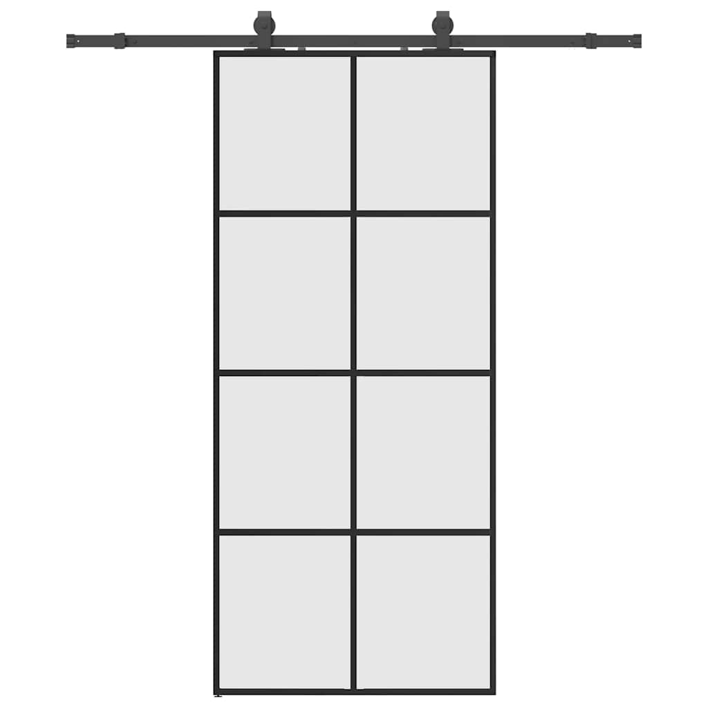 Porta Scorrevole con Ferramenta Nera 90x205 cm in Vetro ESG | homemem39