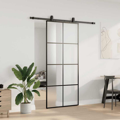 Porta Scorrevole con Ferramenta Nera 90x205 cm in Vetro ESG | homemem39