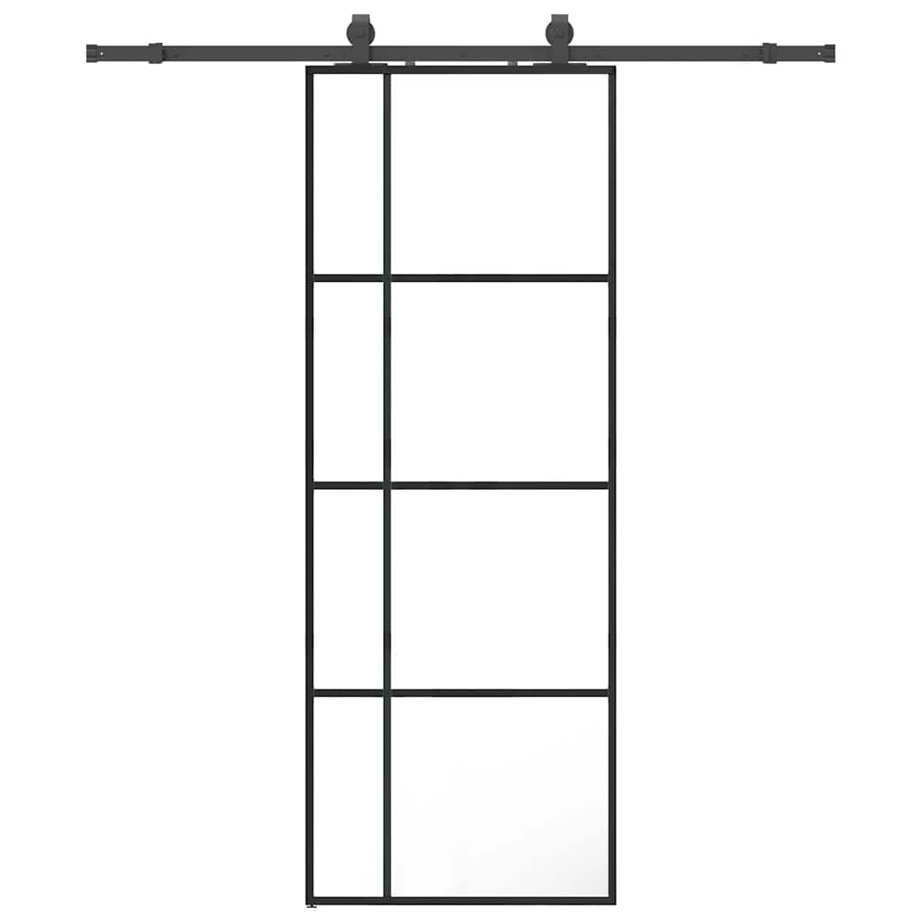 Porta Scorrevole con Ferramenta Nera 76x205 cm in Vetro ESG | homemem39