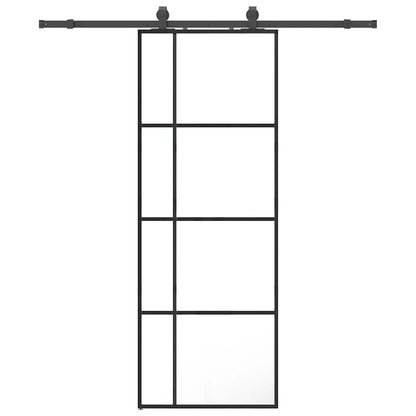 Porta Scorrevole con Ferramenta Nera 76x205 cm in Vetro ESG | homemem39