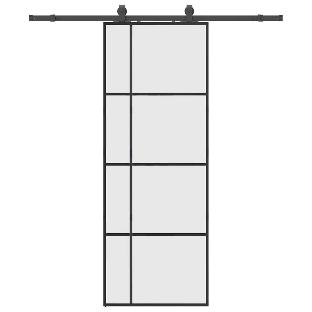 Porta Scorrevole con Ferramenta Nera 76x205 cm in Vetro ESG | homemem39