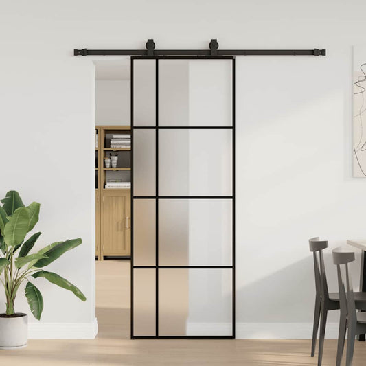 Porta Scorrevole con Ferramenta Nera 76x205 cm in Vetro ESG | homemem39
