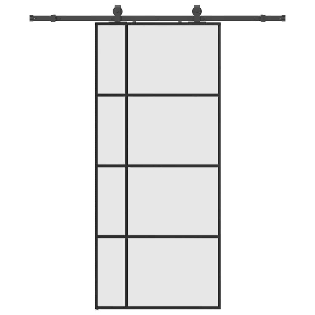 Porta Scorrevole con Ferramenta Nera 90x205 cm in Vetro ESG | homemem39