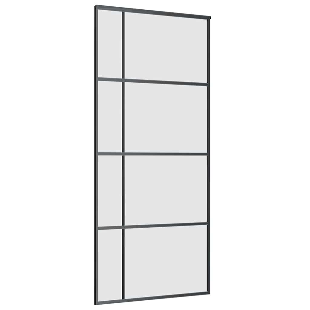 Porta Scorrevole con Ferramenta Nera 90x205 cm in Vetro ESG | homemem39