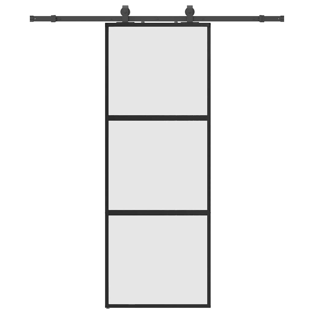 Porta Scorrevole Set Ferramenta Nera 76x205 cm Vetro Temperato | homemem39