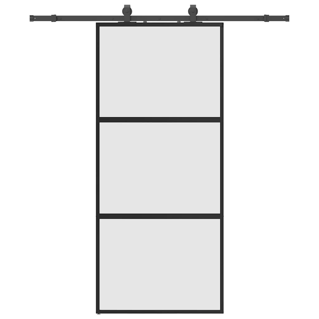 Porta Scorrevole Set Ferramenta Nera 90x205 cm Vetro Temperato | homemem39