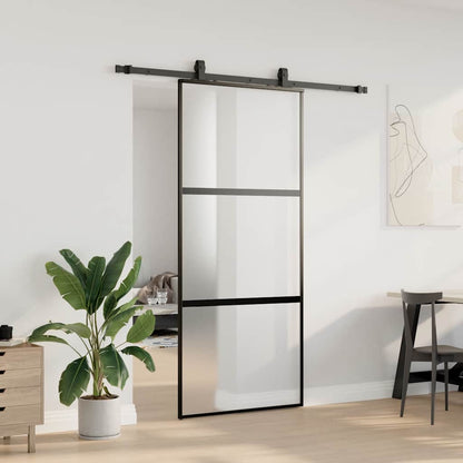 Porta Scorrevole Set Ferramenta Nera 90x205 cm Vetro Temperato | homemem39