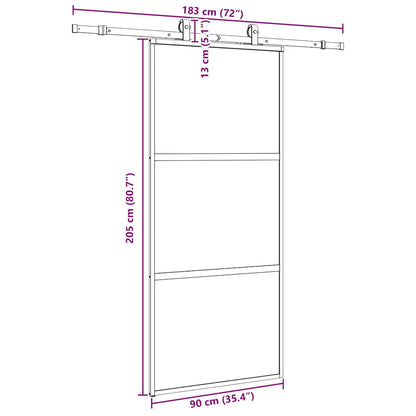 Porta Scorrevole Set Ferramenta Nera 90x205 cm Vetro Temperato | homemem39