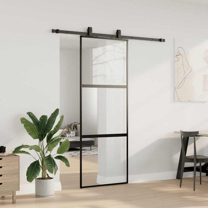 Porta Scorrevole Set Ferramenta Nera 76x205 cm Vetro Temperato | homemem39