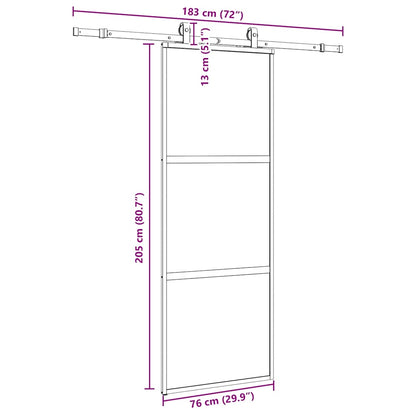 Porta Scorrevole Set Ferramenta Nera 76x205 cm Vetro Temperato | homemem39