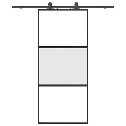 Porta Scorrevole Set Ferramenta Nera 90x205 cm Vetro Temperato | homemem39