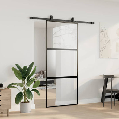 Porta Scorrevole Set Ferramenta Nera 90x205 cm Vetro Temperato | homemem39