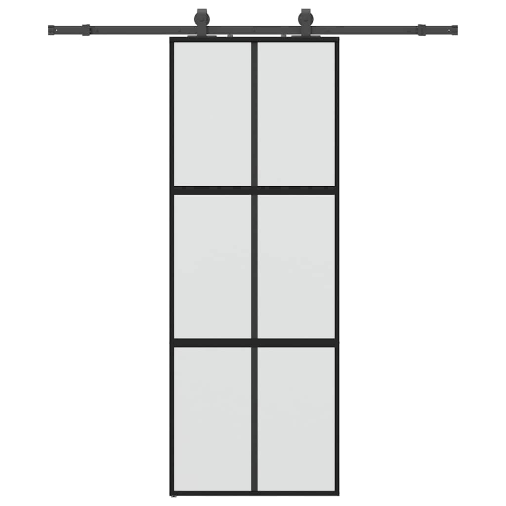 Porta Scorrevole Set Ferramenta Nera 76x205 cm Vetro Temperato | homemem39