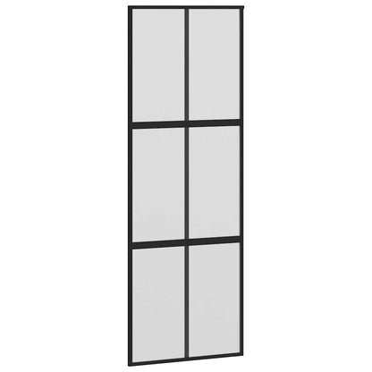 Porta Scorrevole Set Ferramenta Nera 90x205 cm Vetro Temperato
