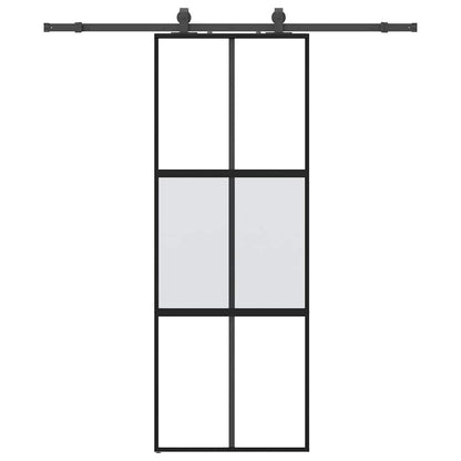 Porta Scorrevole Set Ferramenta Nera 76x205 cm Vetro Temperato | homemem39
