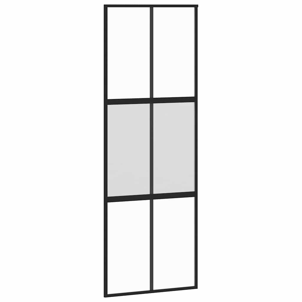 Porta Scorrevole Set Ferramenta Nera 76x205 cm Vetro Temperato | homemem39