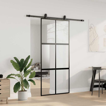 Porta Scorrevole Set Ferramenta Nera 90x205 cm Vetro Temperato | homemem39