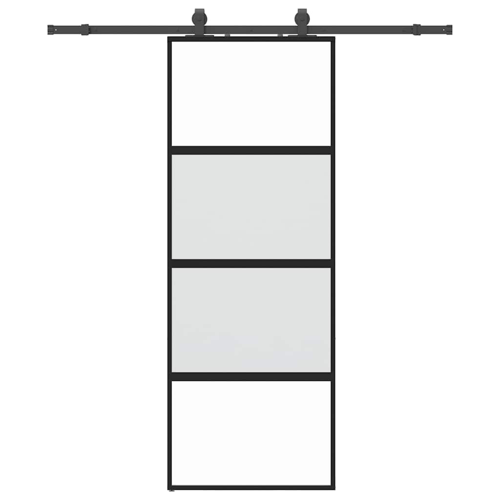 Porta Scorrevole Set Ferramenta Nera 76x205 cm Vetro Temperato | homemem39
