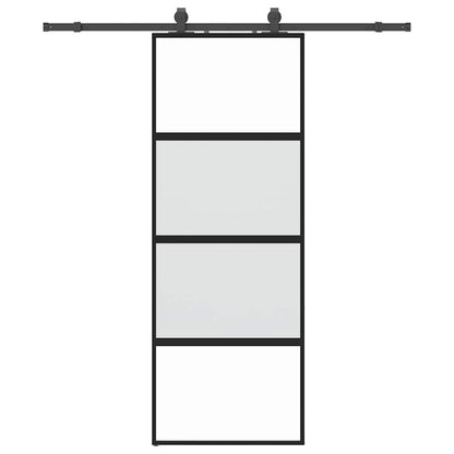 Porta Scorrevole Set Ferramenta Nera 76x205 cm Vetro Temperato | homemem39