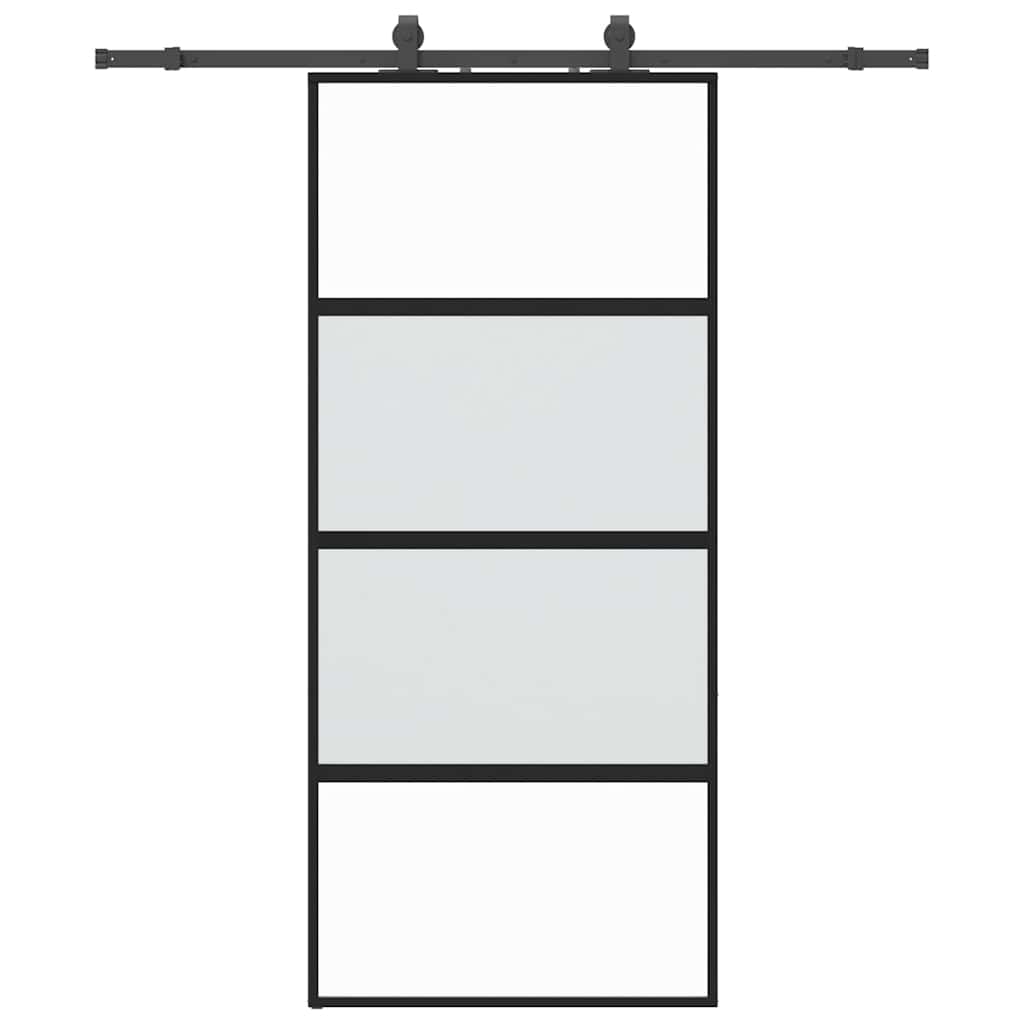 Porta Scorrevole Set Ferramenta Nera 90x205 cm Vetro Temperato | homemem39
